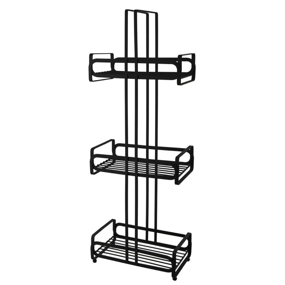 m MODA at home enterprises ltd. Granton 28 in. x 10 in. Freestanding 3-Tier Shower Caddy in Black 305905