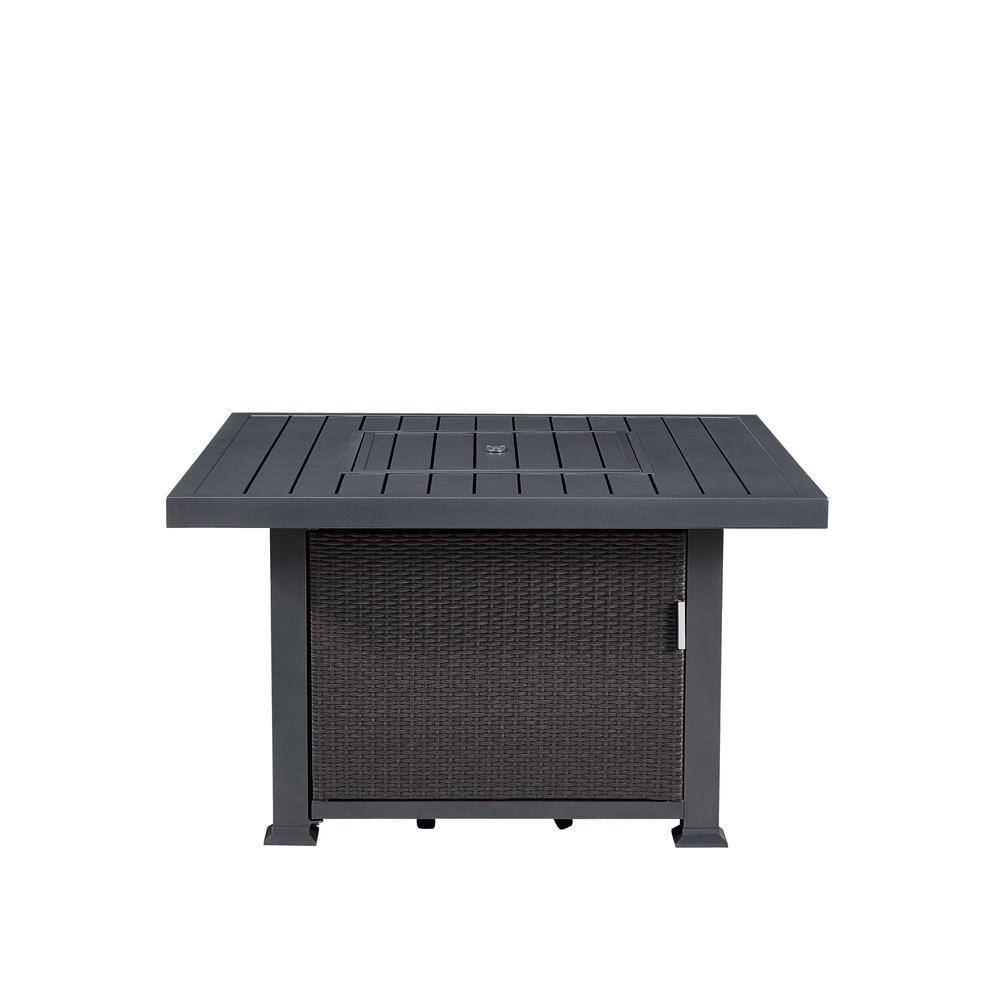 Hampton Bay Vendome 42 in. x 24 in. Square Aluminum Propane Fire Pit in Grey Vendome42G 1 PC