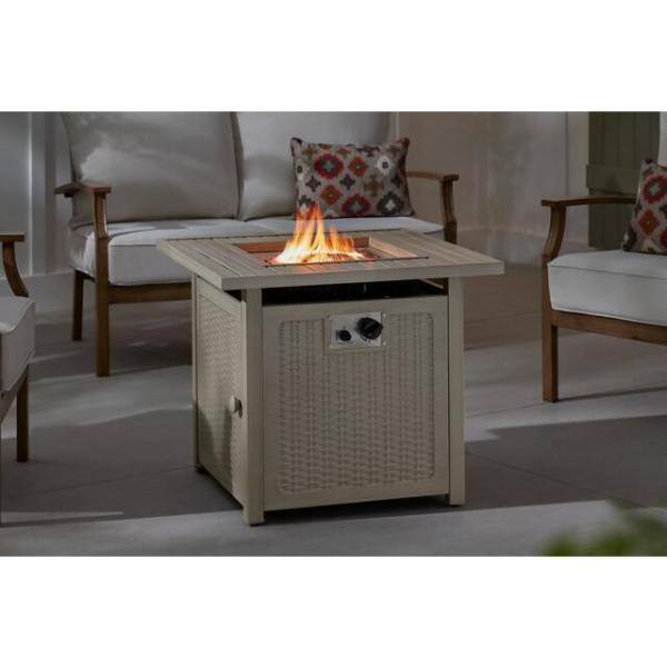 Hampton Bay 28 in. Outdoor Steel Propane Gray Gas Fire Pit Table GFT-82828