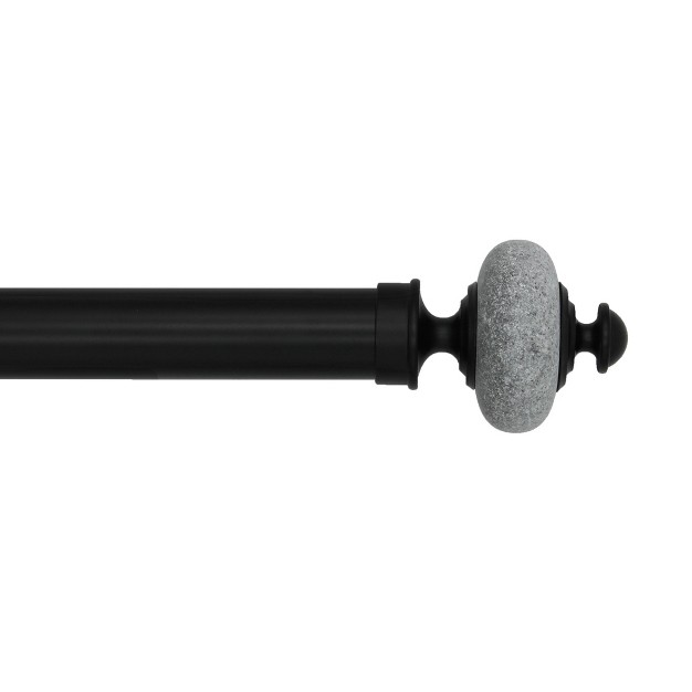 Linen Avenue Grey Stone Cap Single And Double Window Curtain Rod Set