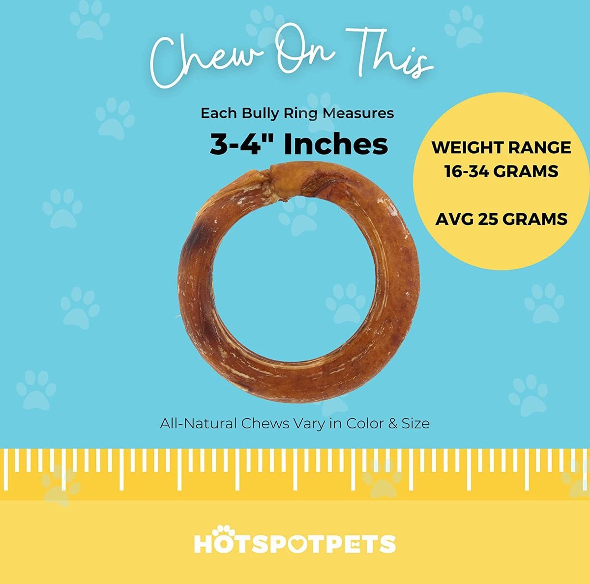 HOTSPOT PETS 3-4-inch Beef Bully Stick Rings Chews Dog Treats