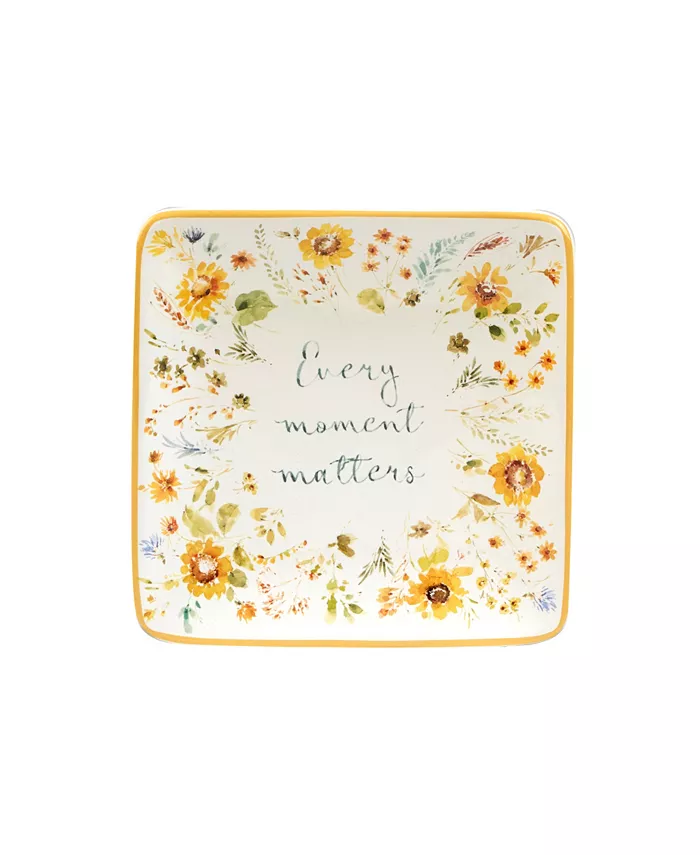 Certified International Sunflowers Forever Canape Plates Set of 4