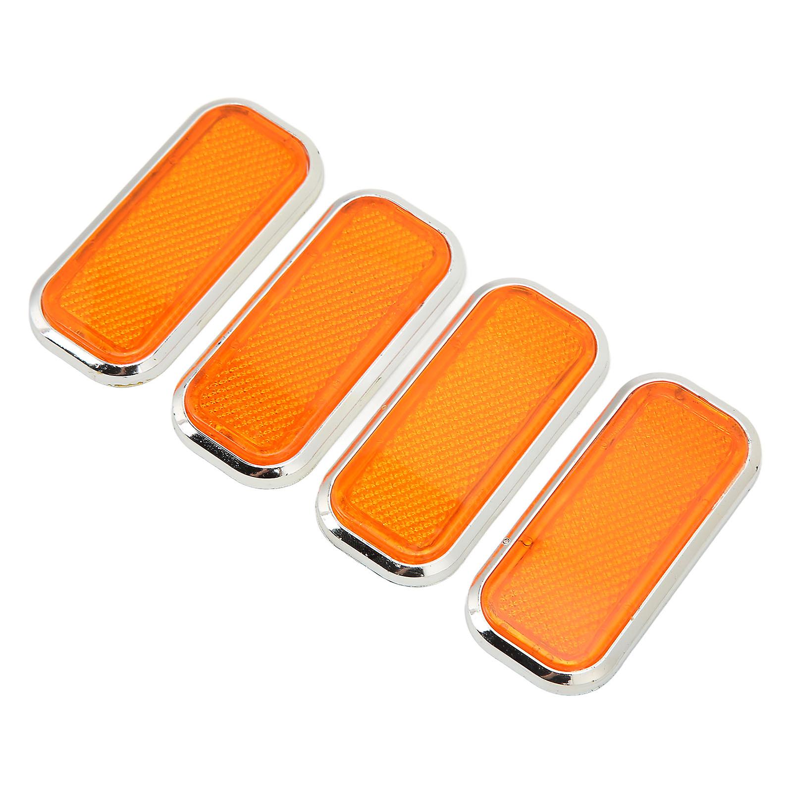 4pcs Rectangular Reflector Safety Abs Reflective Sticker Universal For Car Motorcycleorange