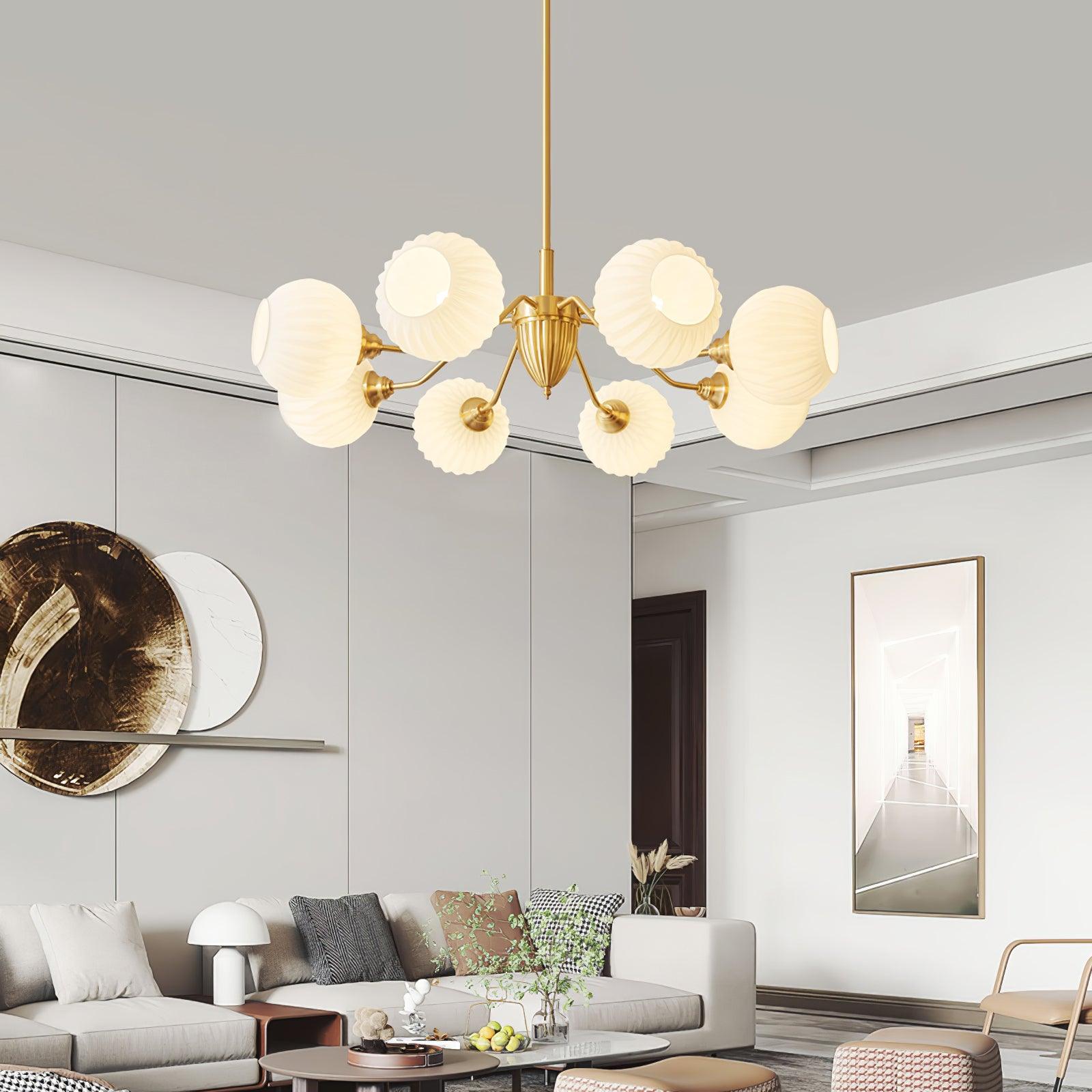 Ribbed Glass Ball Chandelier