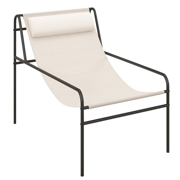 Tangkula Patio Sling Chair Modern Accent Chair W Removable Headrest amp Sturdy Metal Frame