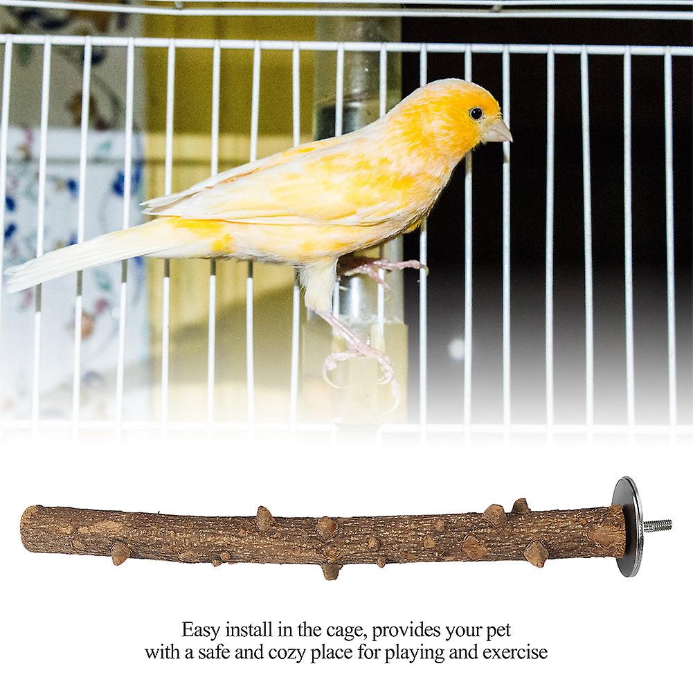 Natural Wood Parrot Stand Holder Paw Grinding Perch Bird Chew Hanging Cage Toy(3*35cm)