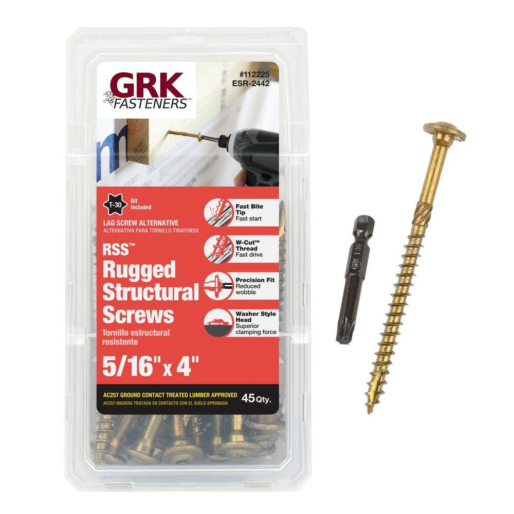 GRK Fasteners 516 in. x 4 in. Star Drive Round Head Rugged Structural Wood Screw (45-Piece per-Pack) 112225