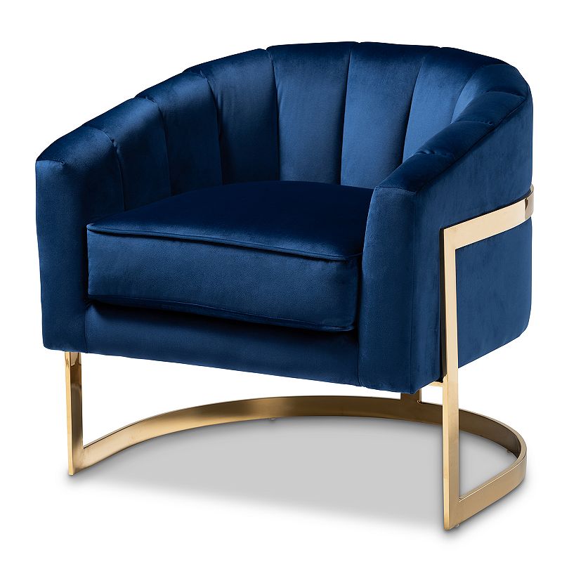 Baxton Studio Tomasso Dark Blue Chair