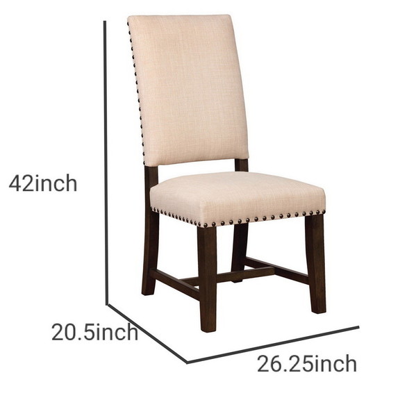 Benjara BM230297 Nailhead Trim Fabric Side Chair w...