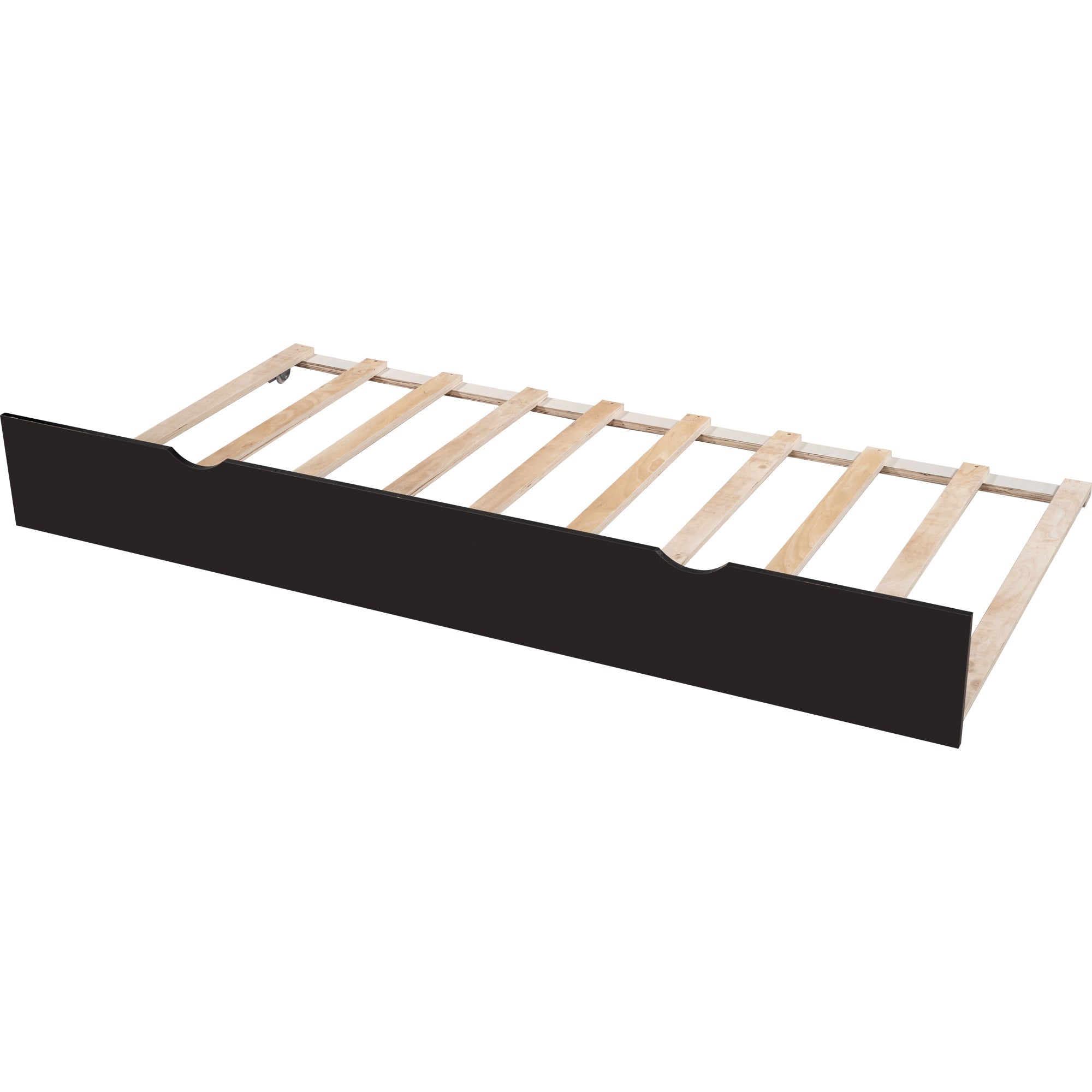 Euroco Wood Twin Platform Bed with Headboard & Trundle for Child, Espresso