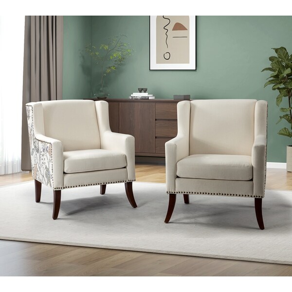 Hagens Wooden Upholstered Armchair with Square Arms Set of 2 by HULALA HOME