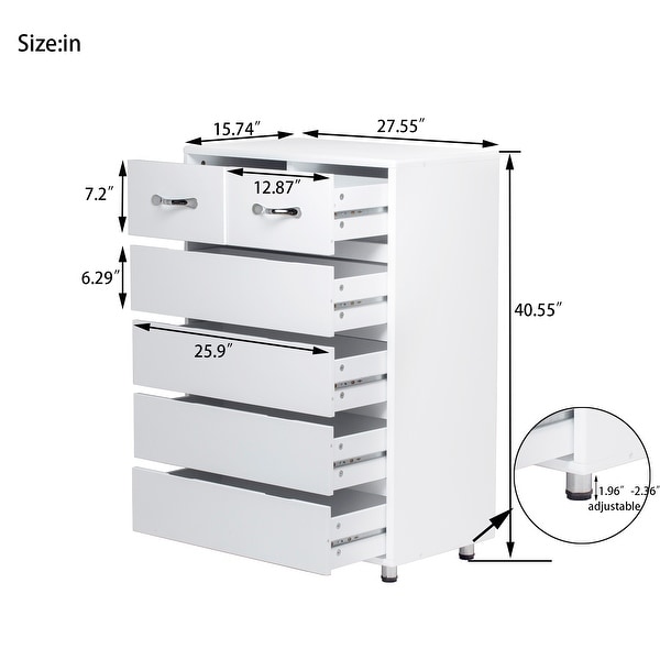 TiramisuBest Modern MDF Cabinet Side Table-Six Drawders