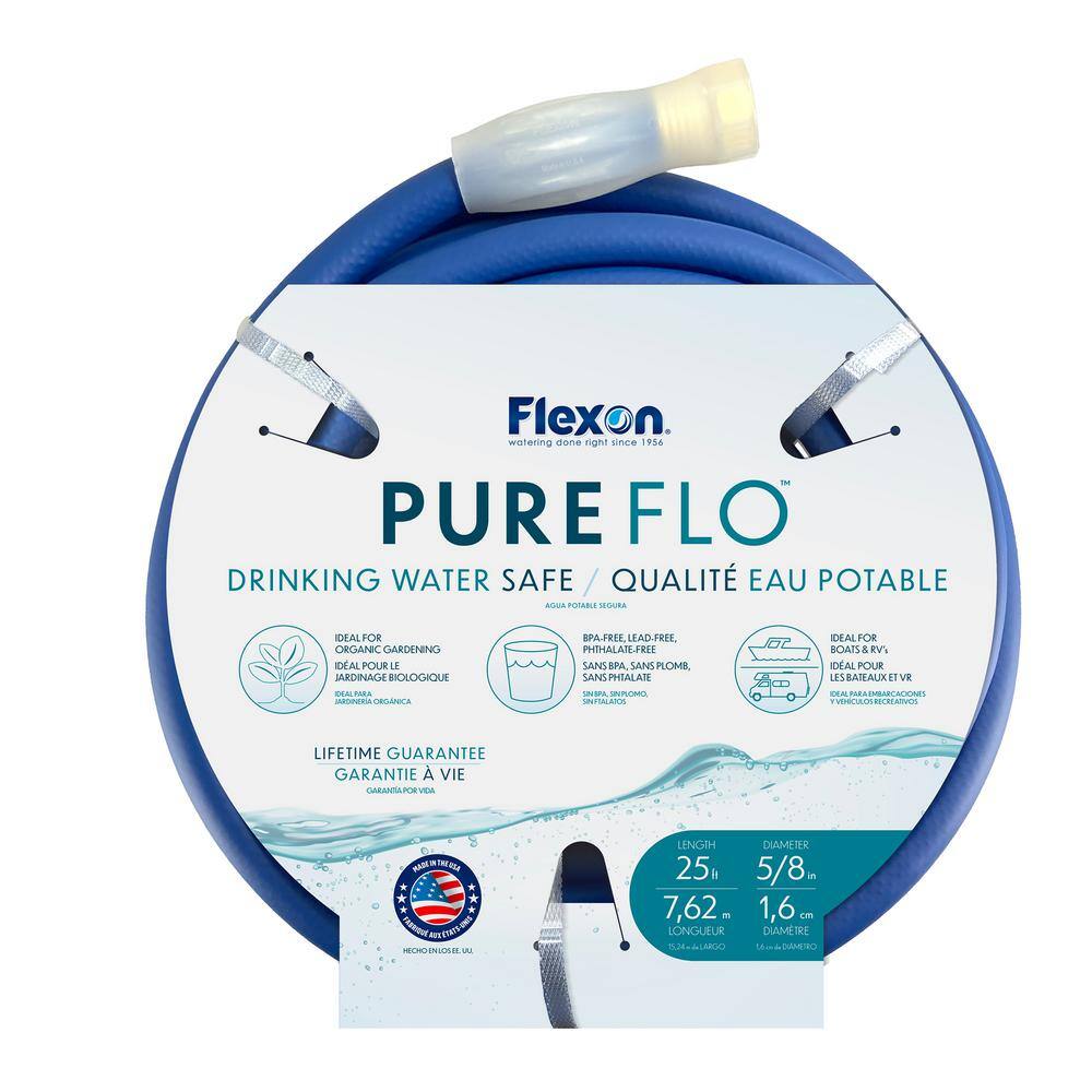 Flexon PureFlo 58 in x 25 ft. BPA Free Drinking Water Safe Garden Hose PF5825CN