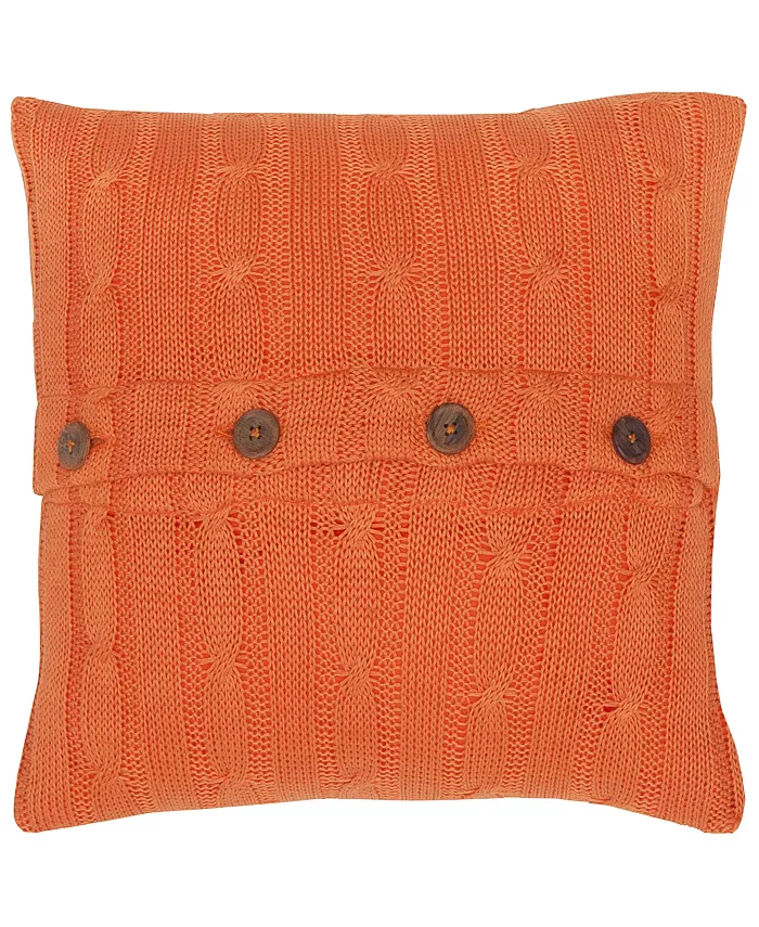 Rizzy Home Cable Knit Polyester Filled Decorative Pillow， 18