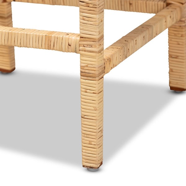 Sofia Contemporary Natural Finished Wood and Rattan Counter Stool