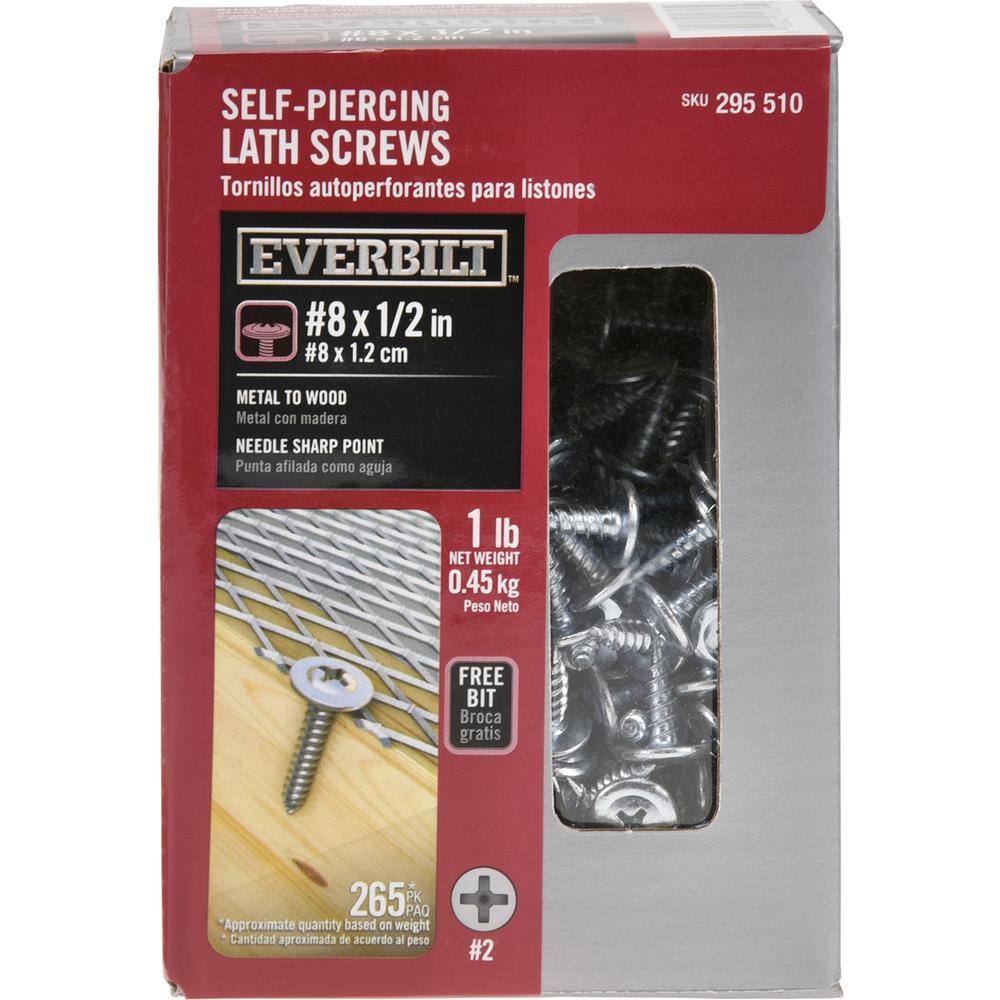 Everbilt #8 x 12 in. Phillips Drive Truss Head Lath Sharp Point Screw 1 lb.-Box (265-Piece) 116100