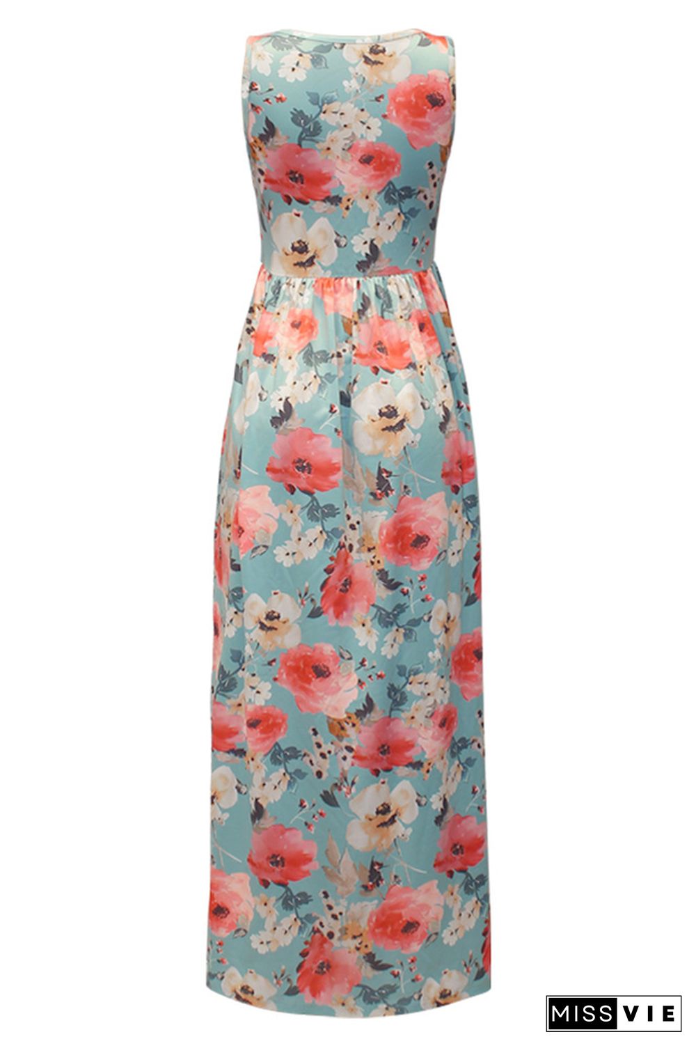 Sleeveless Ruffle Floral Print Maxi Dress