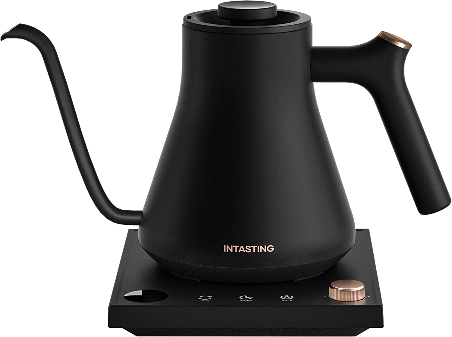 Electric Kettle， INTASTING Electric Gooseneck Kettles Temperature Control， 0.9L Stainless Steel Inner， ±1℉ Precision， Quick Heating， for Hot Water， Pour Over Coffee， Tea， Matte Black