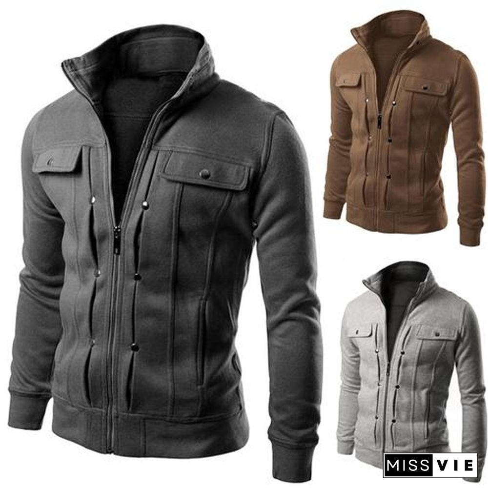 Quality Brand Button JACKET COAT Men Fashion Tracksuit Sweatshirt Male Cardigan