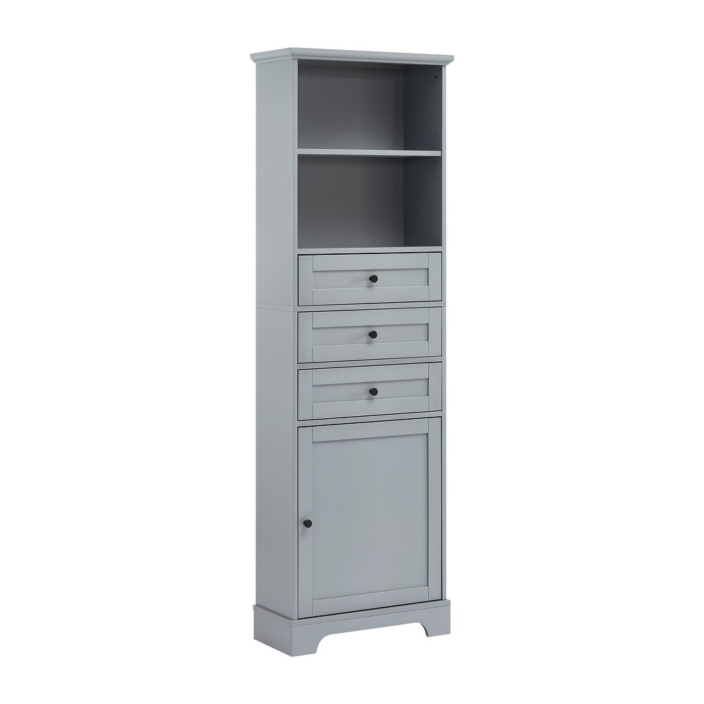 Grey Bathroom Floor Storage Cabinet Freestand Cupboards Towel Cabinet