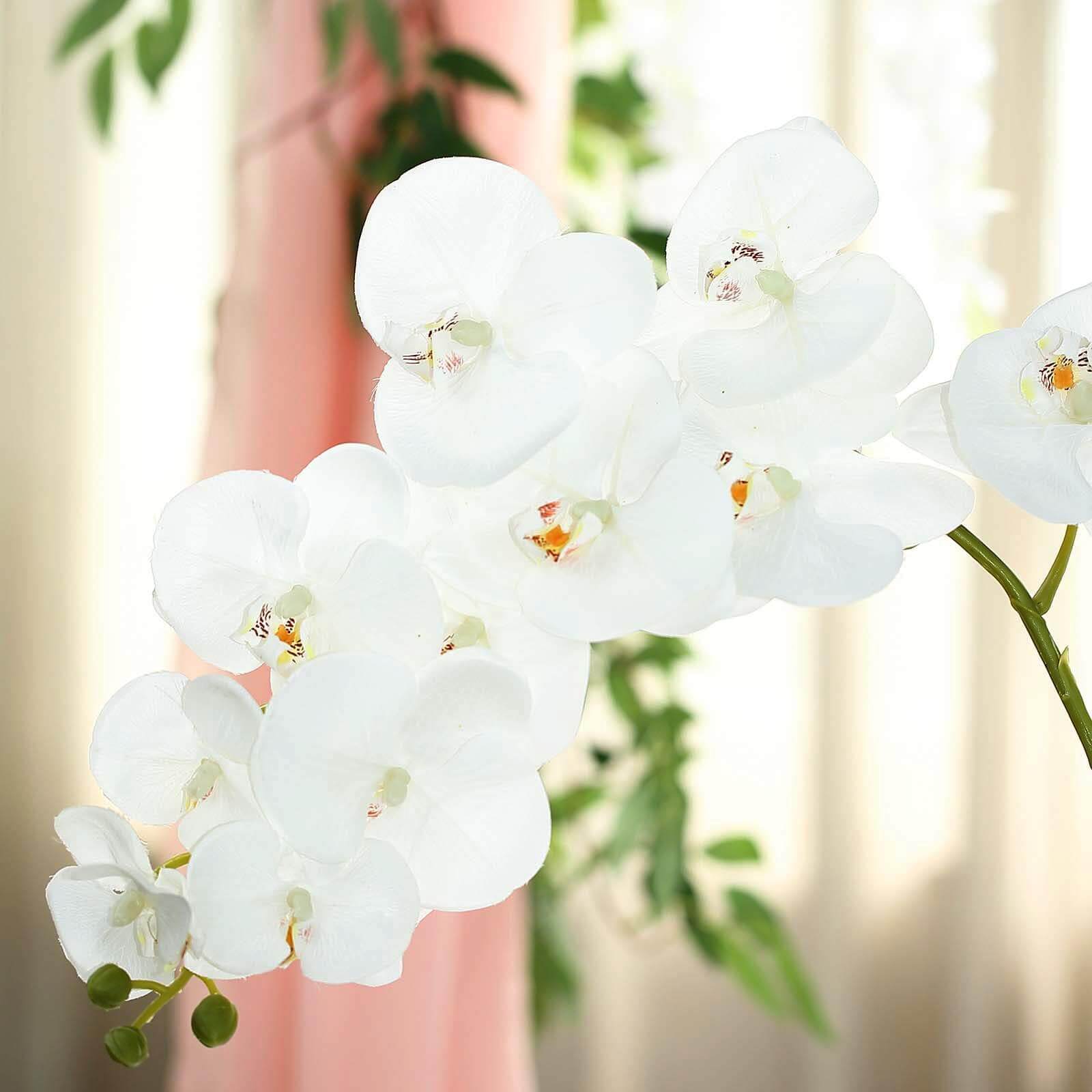 2 Stems White Artificial Silk Orchid Flower Bouquets 40