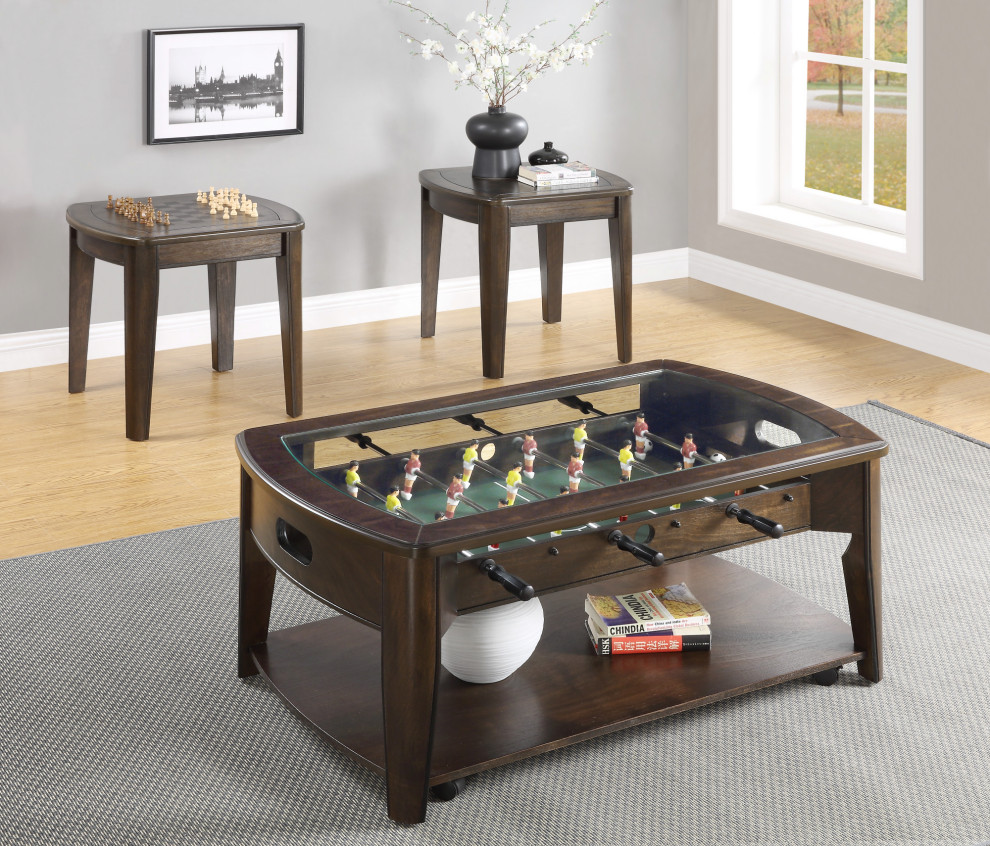 Diletta Dark Walnut Wood Game End Table with Chessboard   Transitional   Side Tables And End Tables   by Steve Silver  Houzz