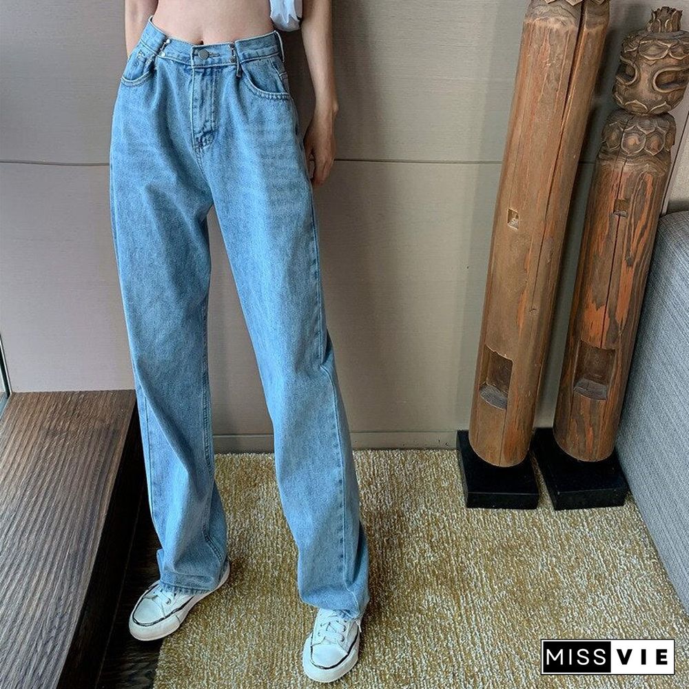 Woman Jeans High Waist Clothes Wide Leg Denim Clothing Blue Streetwear Vintage Quality Fashion Harajuku Straight Pants