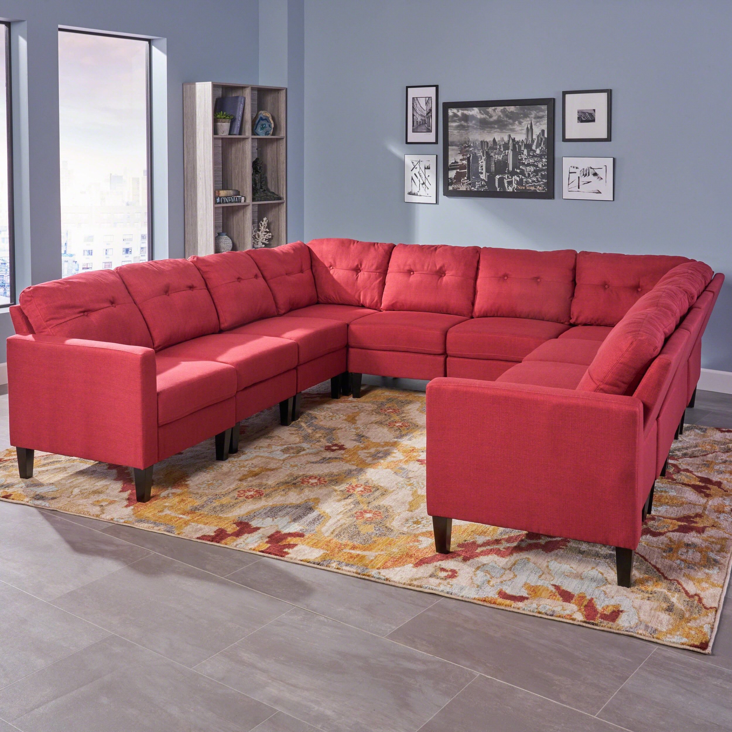 Marsh Mid Century Modern U-Shaped Sectional Sofa Set