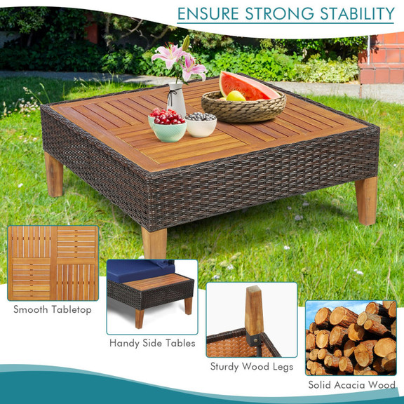 Costway 08756243 4 Pieces Patio Cushioned Rattan F...