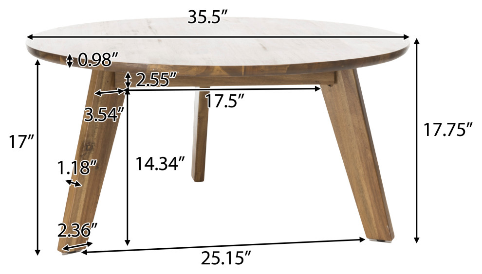 GDF Studio Mimaya Natural Stained Wood Coffee Table   Midcentury   Coffee Tables   by GDFStudio  Houzz