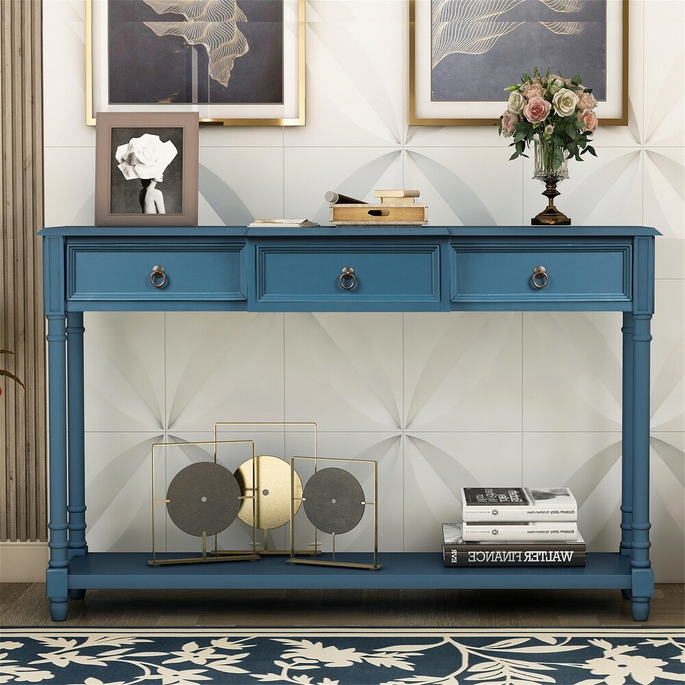 Wood Console Table with Drawers