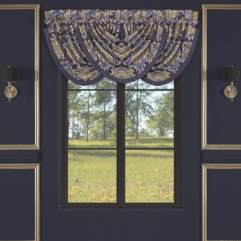 Five Queens Court Woodstock Indigo Window Waterfall Valance