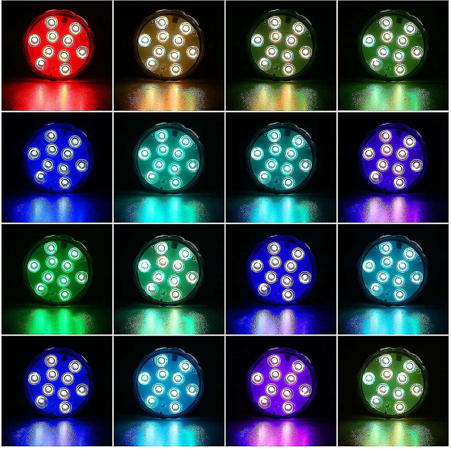 Landscape Lights Waterproof Led Lighting Set Of 4 Submersible Rgb Multicolor Lamps With Remote Contr