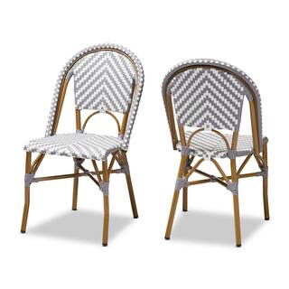 Baxton Studio Celie Gray and White Dining Chair (Set of 2) 150-2PC-8992-HD