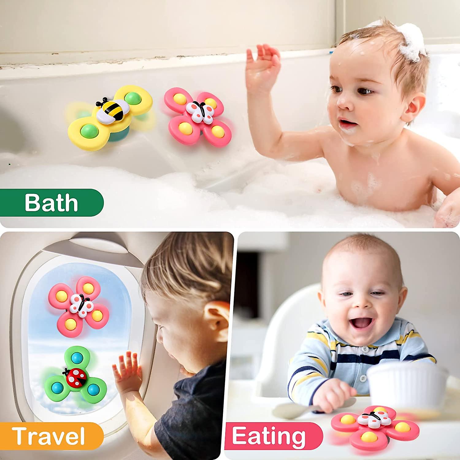 3 Pcs Suction Cup Spinner Toys， Baby Fidget Spinner Toy， Spinning Toys For Toddlers 1-3， Sensory Toys Early Education Toys Bathtub Toy Dining Chairs T