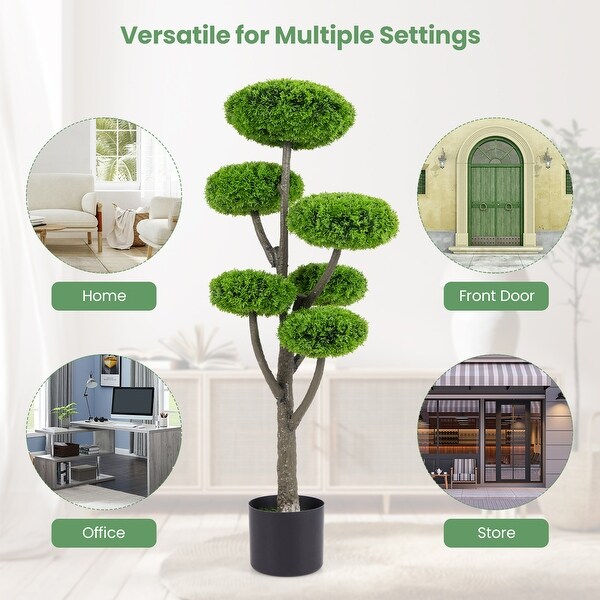 6 Ball Artificial Cypress Topiary Ball Tree with Weighted Pot for Porch