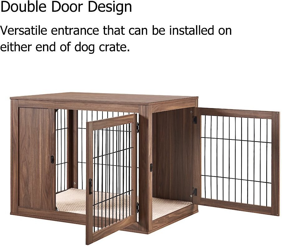 Unipaws Wooden Wire Double Door Furniture End Table Dog Crate