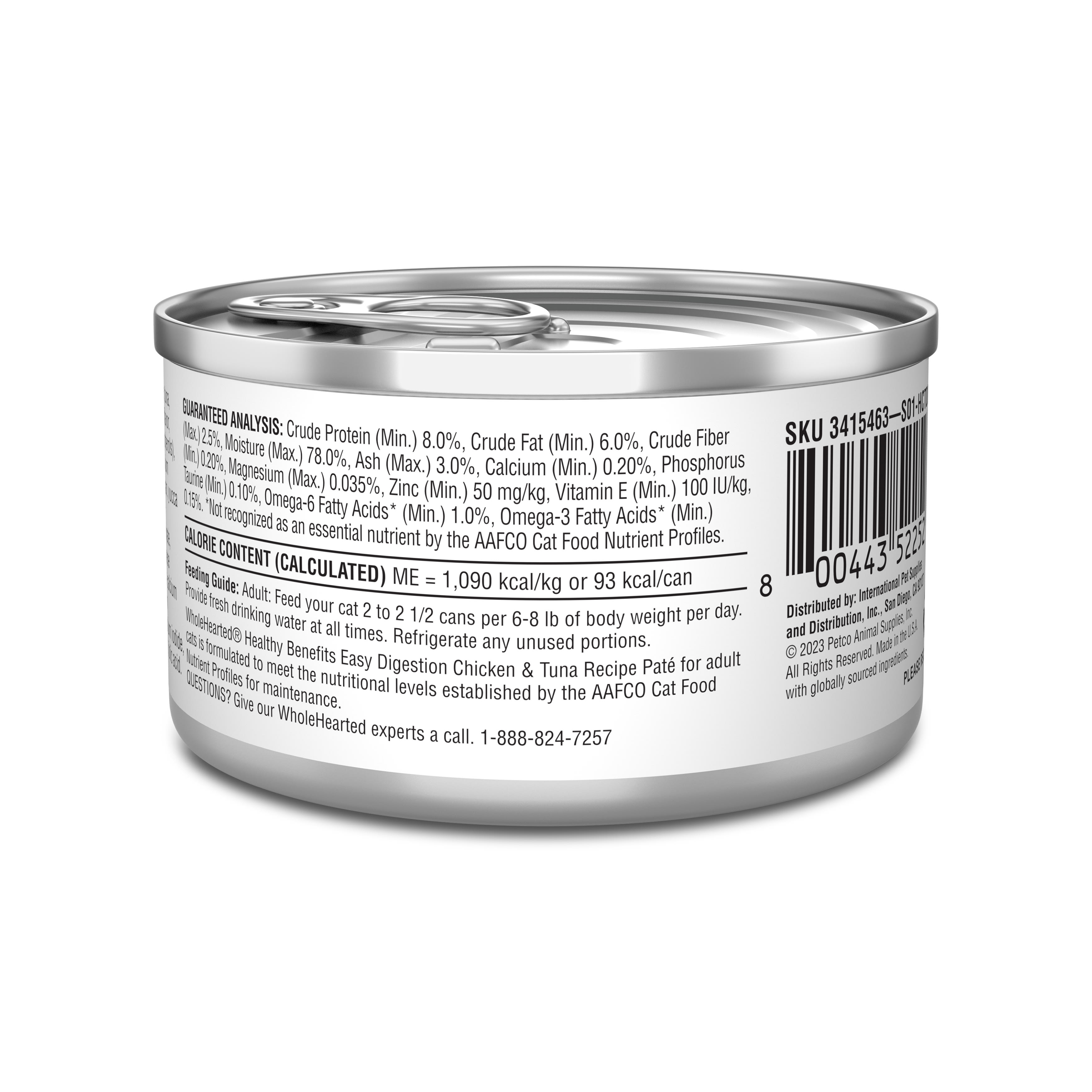 WholeHearted Easy Digestion Chicken  Tuna Recipe Adult Wet Cat Food， 5.5 oz. Case of 24