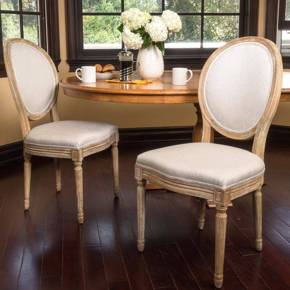 Noble House Phinnaeus Beige Fabric Dining Chairs (Set of 2) 11455