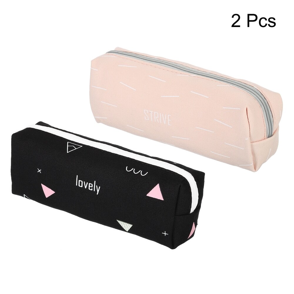 Large Capacity Pencil Case  2 Pack Pen Pouch Bag Stationery Organizer Black Pink   Black  Pink