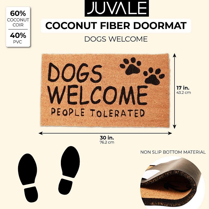 Natural Coco Coir Mat， Dogs Welcome People Tolerated， Outdoor Dog Door Mat for Porch (30 x 17 In)