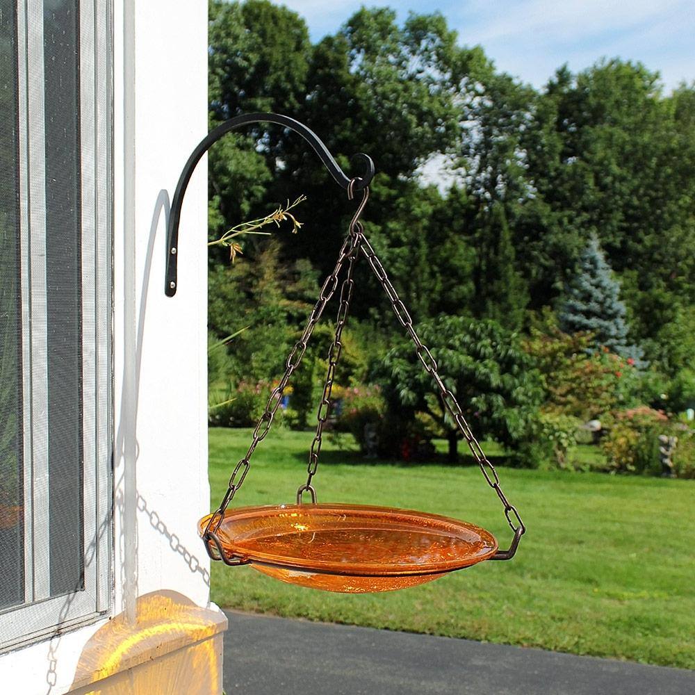 Achla Designs 14 in. Dia Mandarin Orange Reflective Crackle Glass Birdbath Bowl CGB-14M