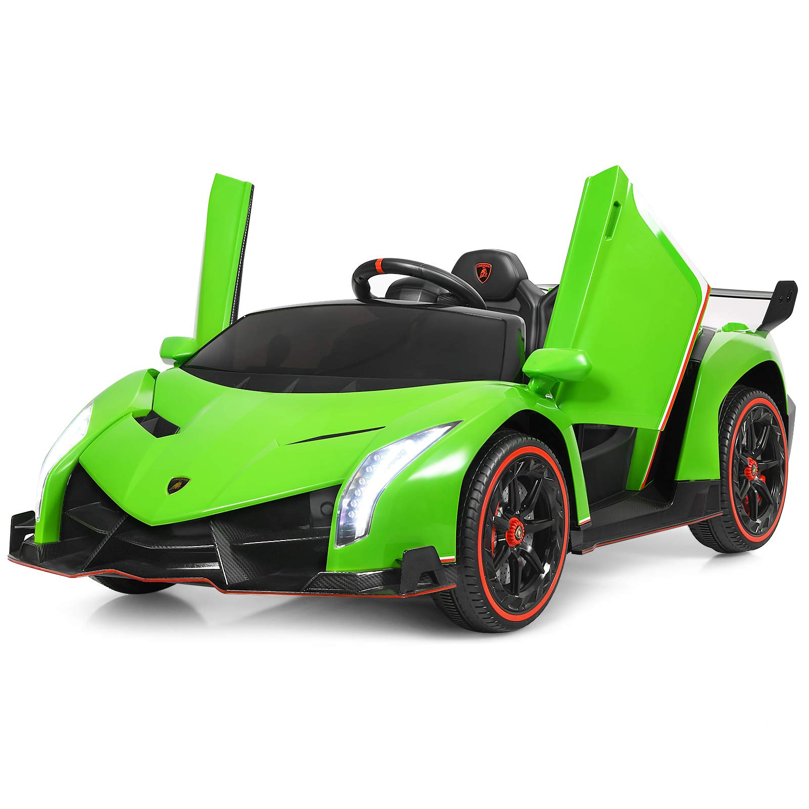 Costzon 2-Seater Ride on Car, Licensed Lamborghini Poison, 12V Battery Powered Car w/ 2.4G Remote Control