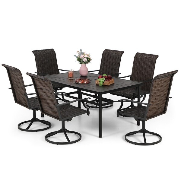 MAISON ARTS Outdoor 7piece Metal and Faux Rattan Dining Set