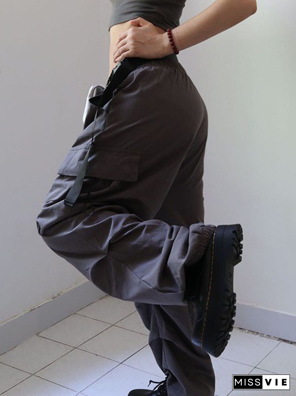 Baggy Drawstring Parachute Cargo Pants