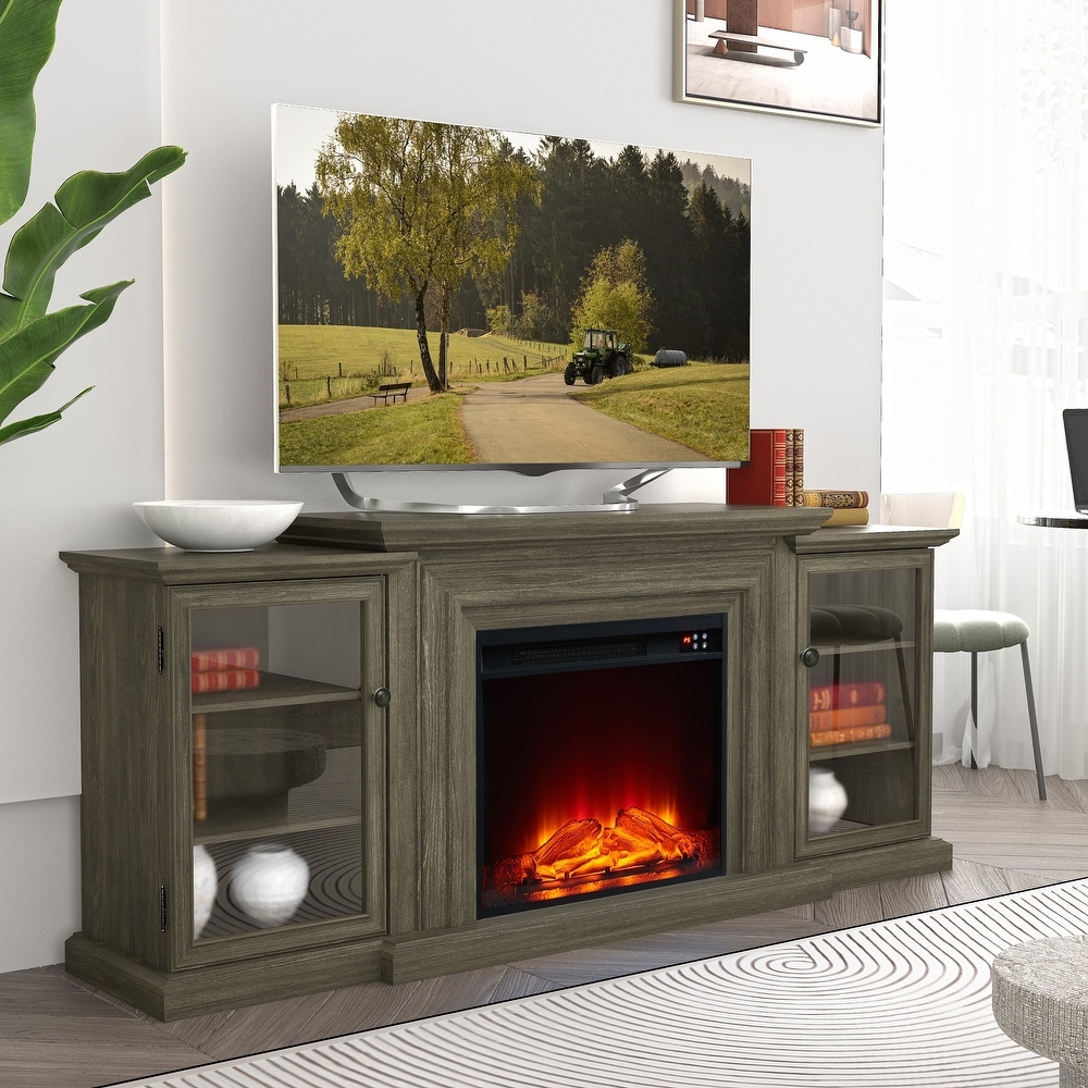 Farmhouse TV Stand with Fireplace   70\