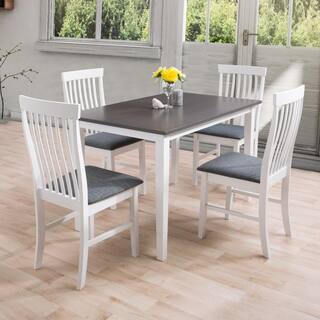 CORLIVING Michigan White and Grey 5-Piece Dining Set DSW-100-Z1