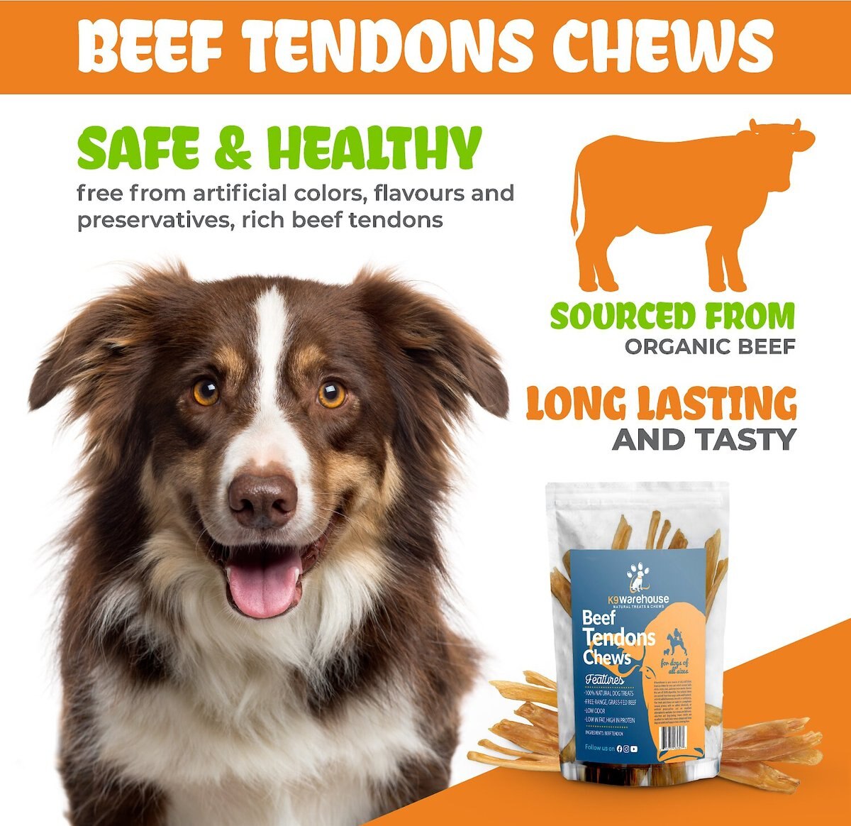 K9warehouse Beef Tendon Chews Dog Chew Treats