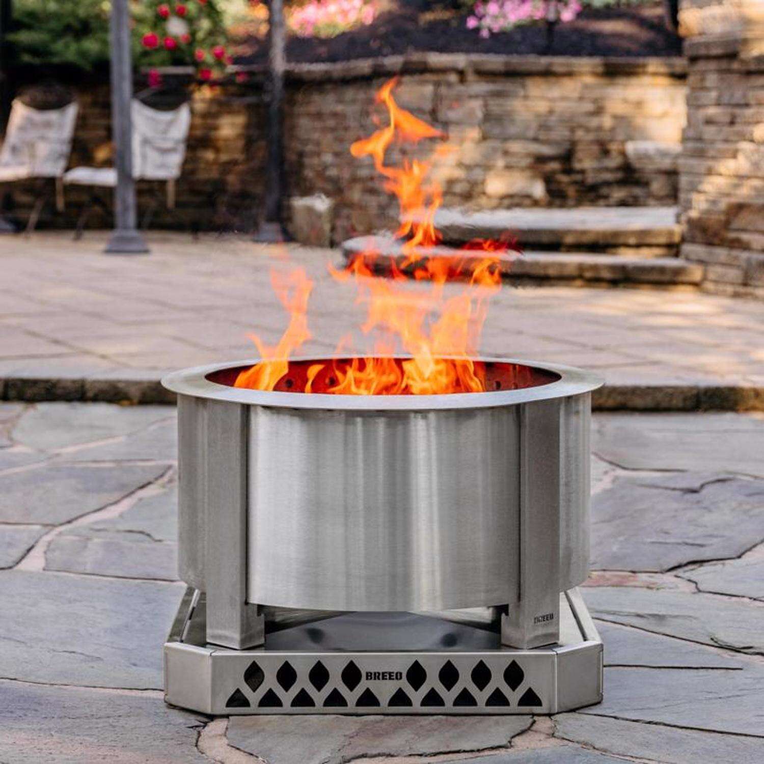 Breeo X Series 24 Stainless Smokeless Fire Pit 24 in. W Stainless Steel Outdoor Round Wood Fire Pit