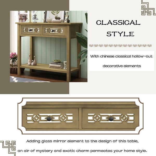 Classic Console Table with Hollow-out Decoration